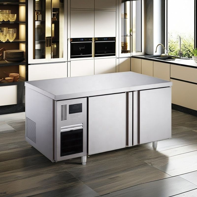 2-Door Commercial Kitchen Stainless Steel under Counter Freezer Portable Installation Refrigerated Workbench Type Ice Machine