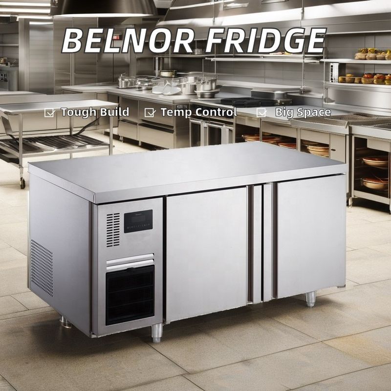 2-Door Commercial Kitchen Stainless Steel under Counter Freezer Portable Installation Refrigerated Workbench Type Ice Machine