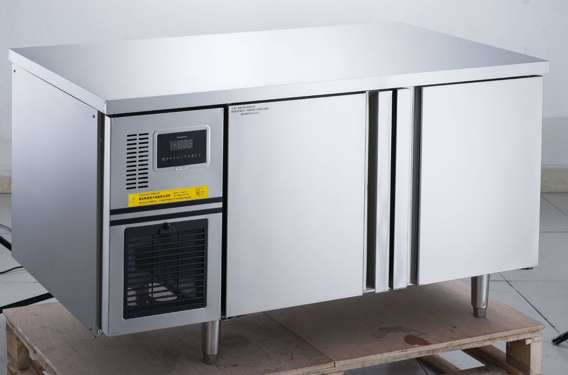 2-Door Commercial Kitchen Stainless Steel under Counter Freezer Portable Installation Refrigerated Workbench Type Ice Machine
