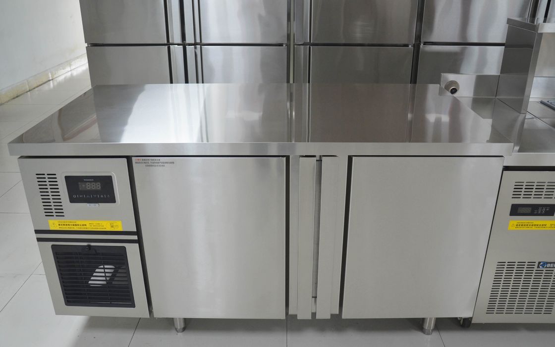 2-Door Commercial Kitchen Stainless Steel under Counter Freezer Portable Installation Refrigerated Workbench Type Ice Machine