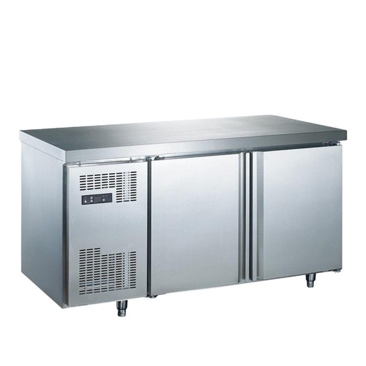 Commercial Kitchen Counter Workbench Double-Door Bullet Foot Storage Chiller Stainless Steel Single-Temperature Fan Refrigerator