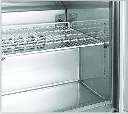 Commercial Kitchen Counter Workbench Double-Door Bullet Foot Storage Chiller Stainless Steel Single-Temperature Fan Refrigerator