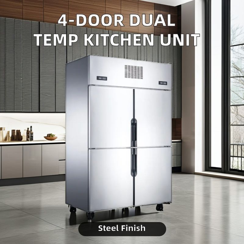 Double-Temperature 4-Door Upright Kitchen Freezer Chiller Cool Climate Deep Freezer with Display Function Refrigerator Cooler