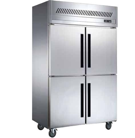 Commercial Kitchen 4-Door Upright Chiller Stainless Steel 201/304 Refrigeration Equipment for Meat Cooling Climate Control