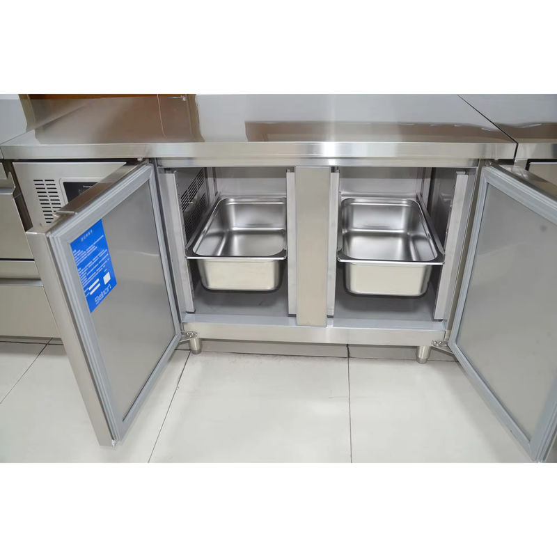 China Manufacturer's Single-Temperature Stainless Steel Kitchen Commercial Refrigerator Freezer Air Cooling Mode Counter Style
