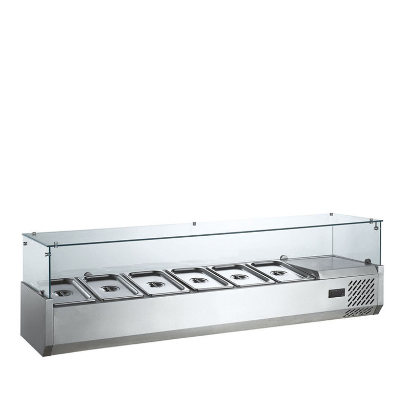 Commercial Kitchen 1500*395*200mm 6x1/3GN Cooling Pizza Showcase Salad Bar Refrigerator Chiller 3-Door Compressor Display Cooler