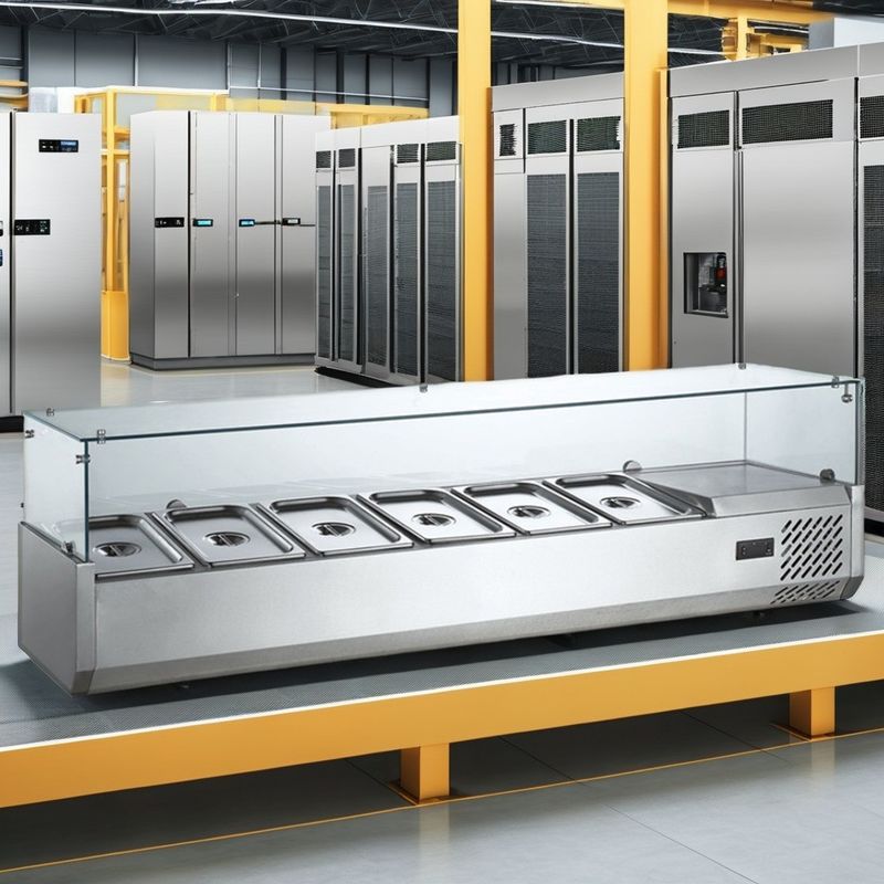 Commercial Kitchen 1500*395*200mm 6x1/3GN Cooling Pizza Showcase Salad Bar Refrigerator Chiller 3-Door Compressor Display Cooler