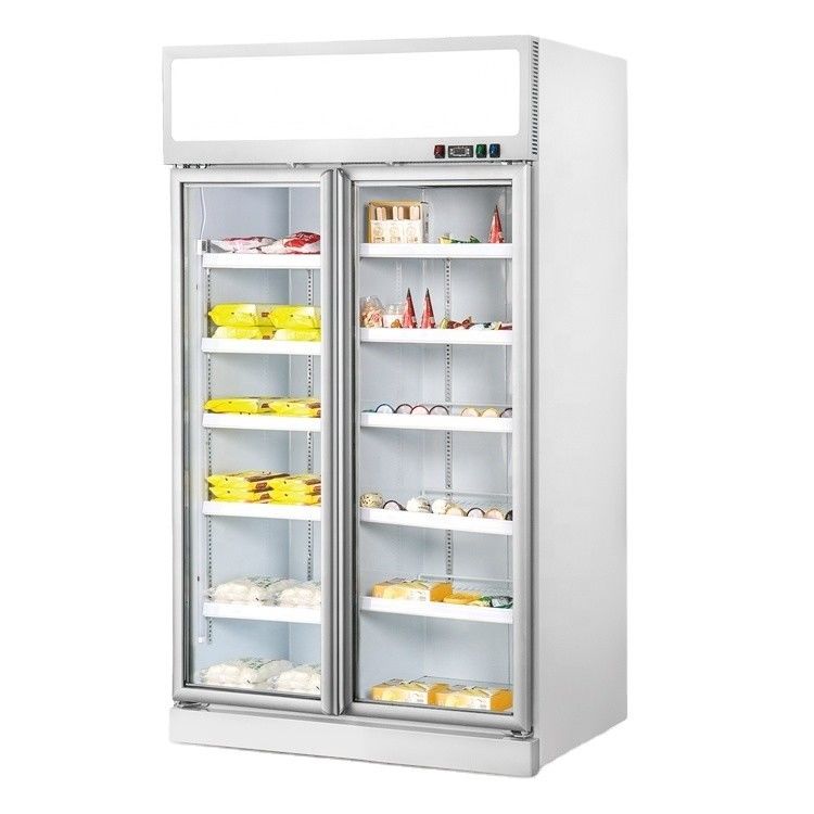 Commercial Upright Supermarket Retail Refrigerator 2-Door Glass Display Beverage Chiller Single-Temperature Store Cooler
