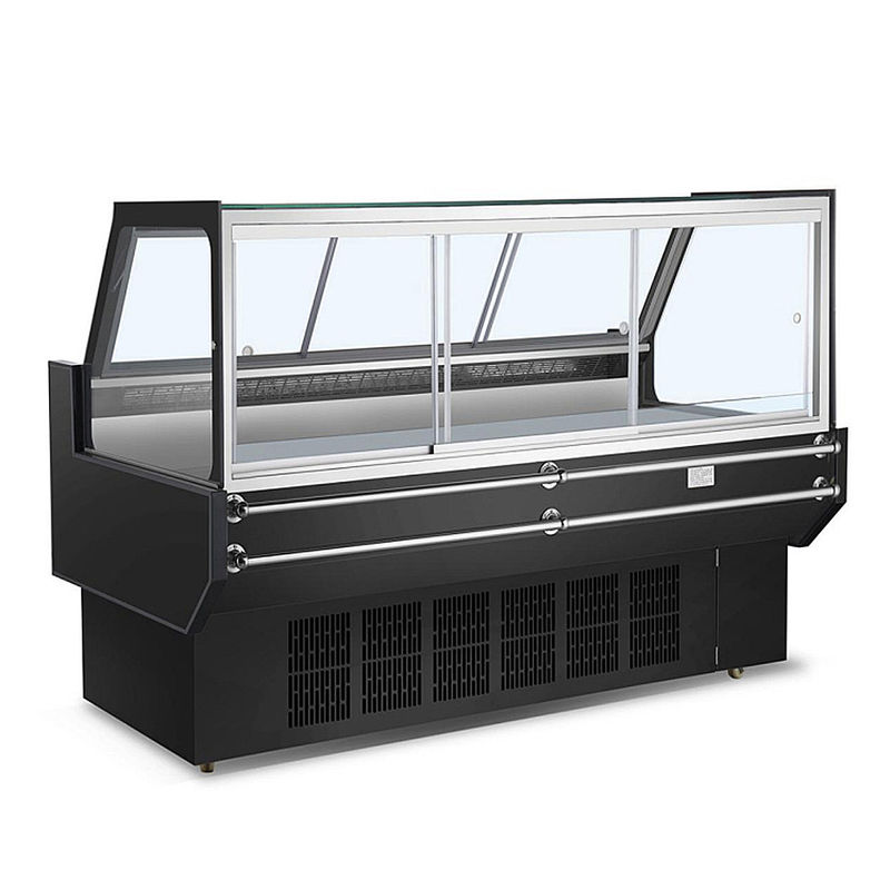 Commercial Chiller Meat Shop Glass Refrigeration Fresh Food Demonstration Supermarket Cooler Big Display Capacity