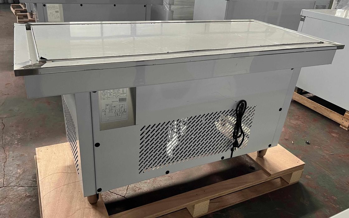 Stainless Steel Exterior Hotel Buffet Built-In Cold Plate Freezer Fresh Food Display Table Commercial Refrigeration Equipment