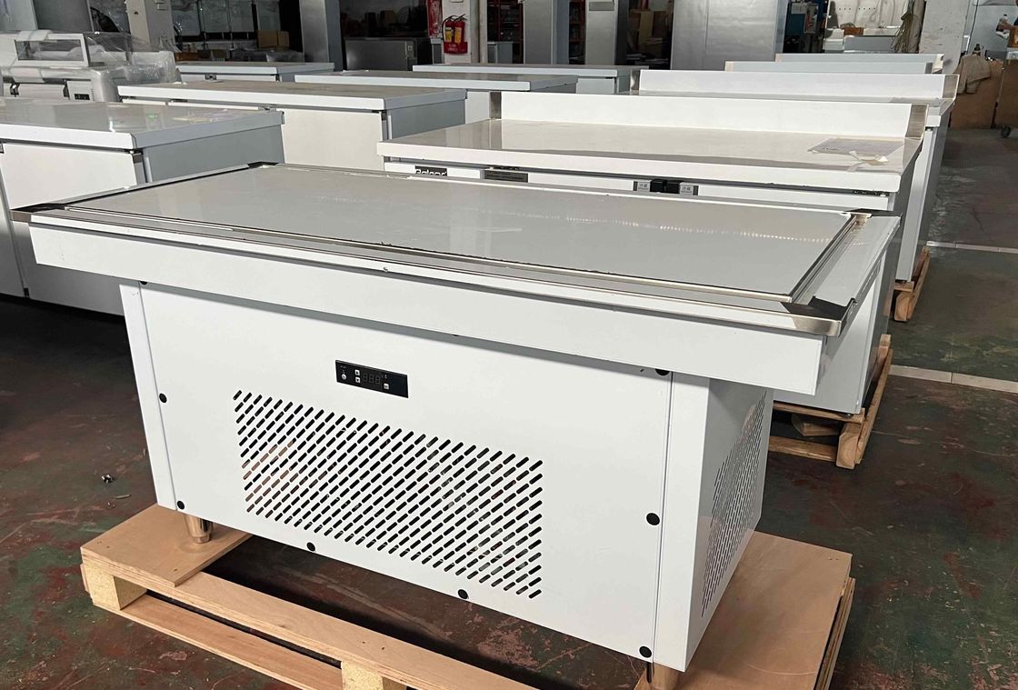 Stainless Steel Exterior Hotel Buffet Built-In Cold Plate Freezer Fresh Food Display Table Commercial Refrigeration Equipment
