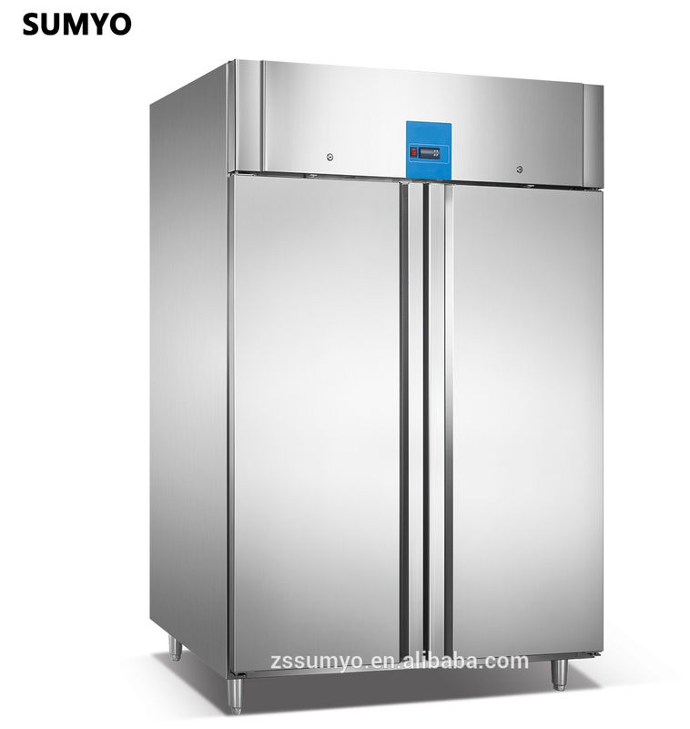 Commercial Kitchen Upright System Refrigerator Inverter Cooling Double Door Freezer Restaurant Use Beer Fruit Glass Door Storage
