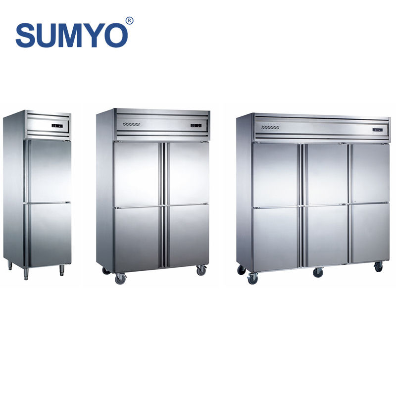 Commercial Stainless Steel Double Temperature Upright 4 Door Kitchen Refrigerator and Freezer for Fruits and Vegetables