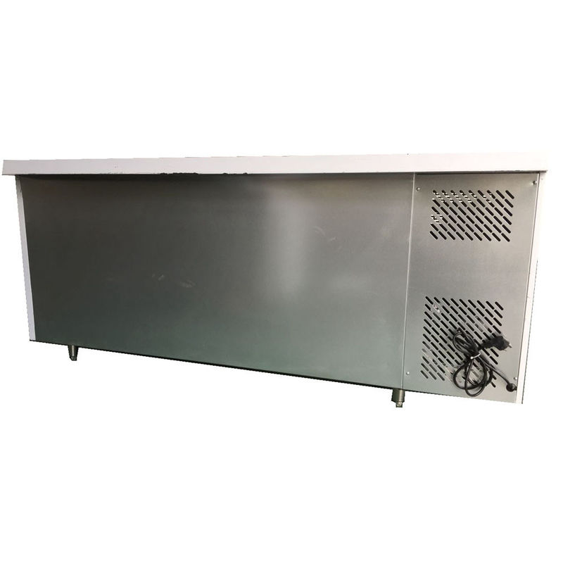 Commercial 2-Door Counter Refrigerator LED Lighting 383L Stainless Steel Worktop Glass for Supermarkets Kitchens Digital Kitchen