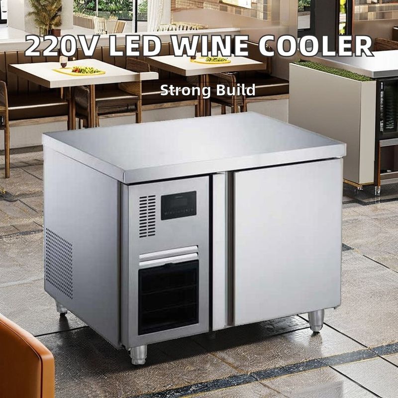 220V Single-Temperature Wine Cooler with LED Open Door Design Freezer Refrigerator for Kitchen Storage Restaurant Drink Storage
