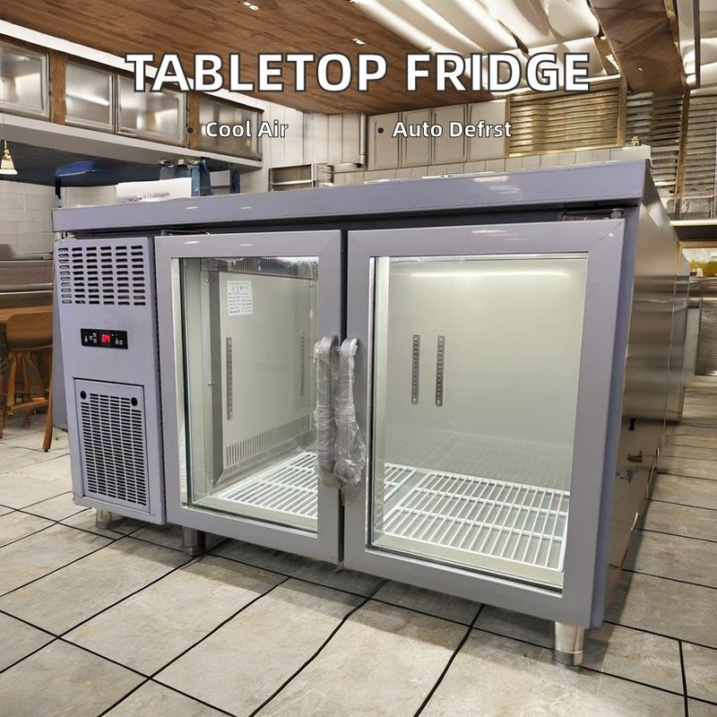 Commercial Single-Door Electric Table-Top Refrigerator LED Light Glass Display Cooler for Restaurant Drink Storage Equipment