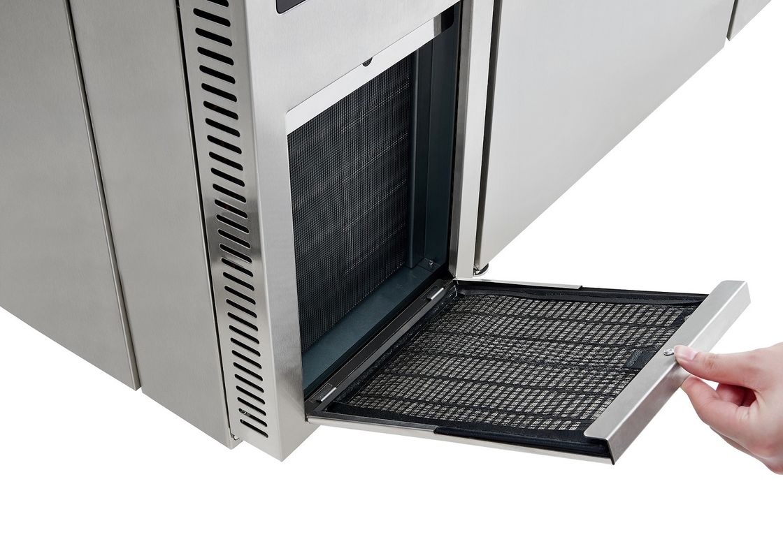 Commercial Kitchen Counter Refrigerator LED Lighting 336L Capacity Stainless Steel Worktop Glass Cooling Single-Temperature