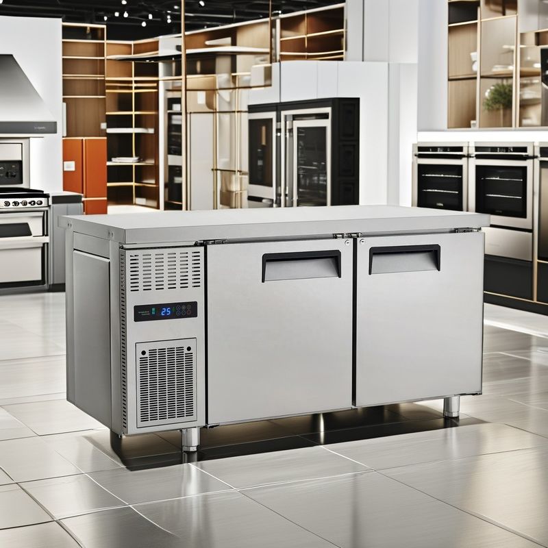 Commercial Air-Cooled Counter Refrigerator with Compressor Worktable for Kitchen Ice Cream Worekbench