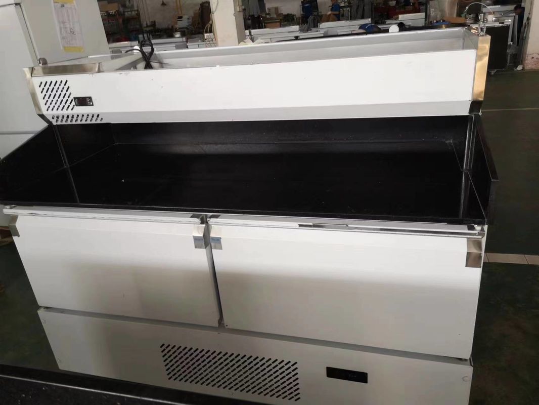 Commercial Large Capacity Kitchen Pizza Salad Prep Table Fresh Keeping Refrigerator Marble Surface Easy Cleaning Restaurant