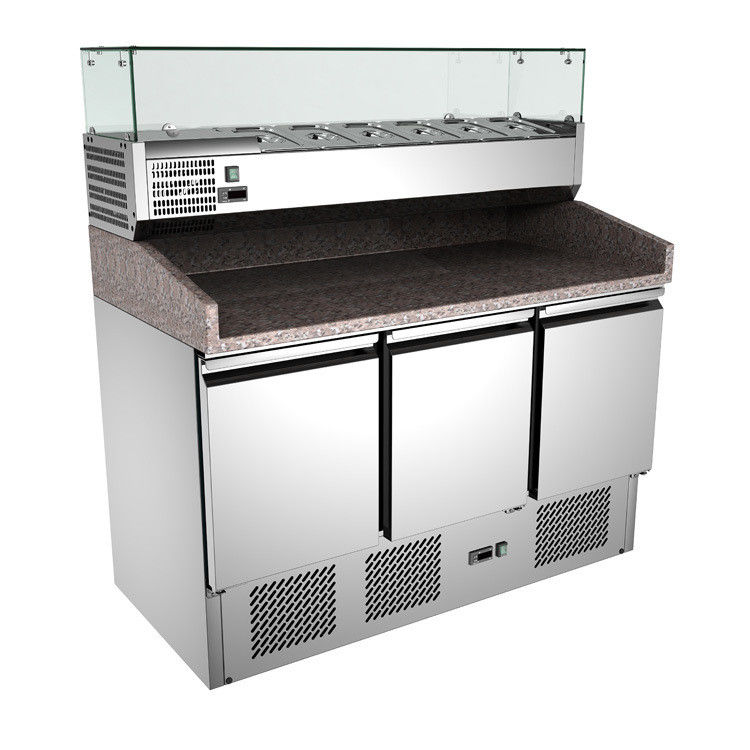 Commercial Hot Selling Three-door Salad Table Preparation Workbench Pizza Making Freezer Refrigerated Storage Cooler