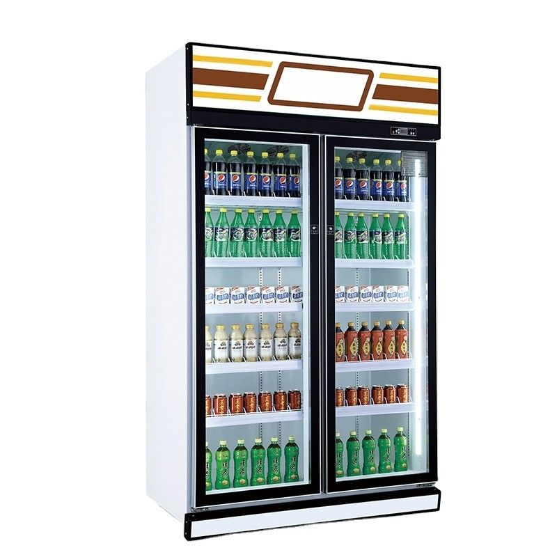 Commercial Upright Supermarket 2 Doors Beverage Display Cooler Showcase Supermarket Chiller