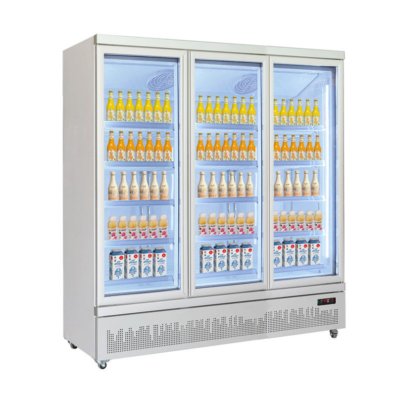 Four-Door Glass Beverage Display Cooler Supermarket Display Fridge with Cooling Technology for Drinks Storage