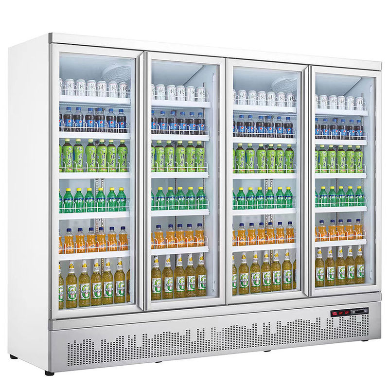 Factory Price 1-4 Glass Door Beverage Cooler Refrigeration Equipment Cool Climate Supermarket Display Fridge