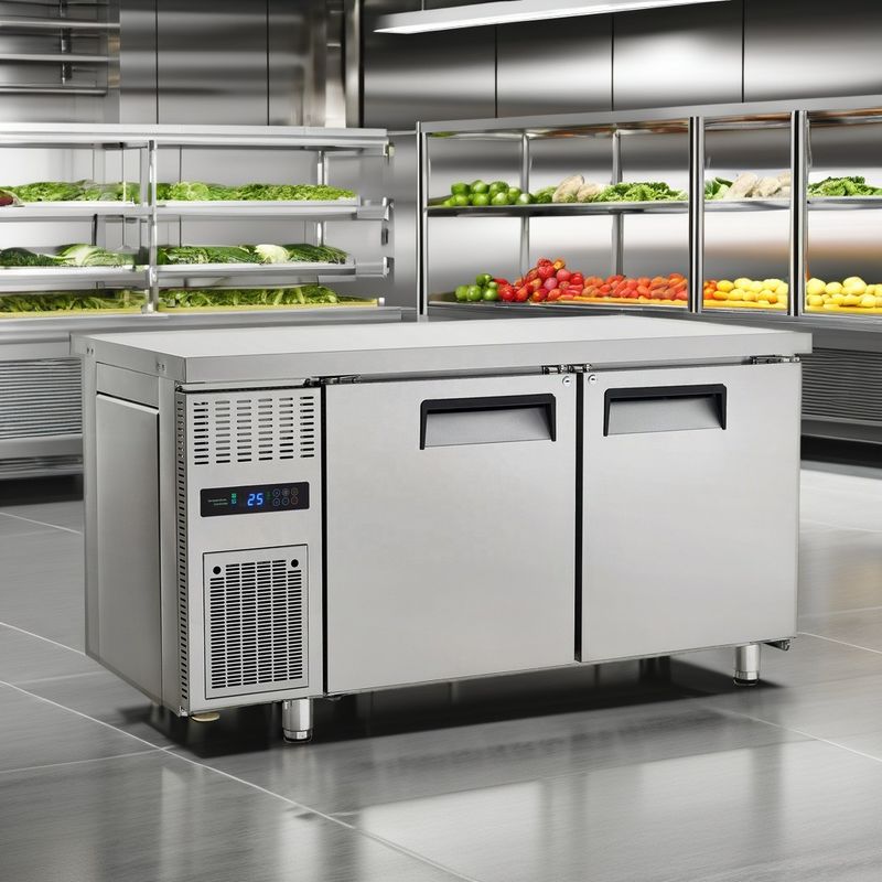 Commercial Counter Refrigerator  Air-Cooled Worktable Glass Material Chiller Bar Supermarket Store Display