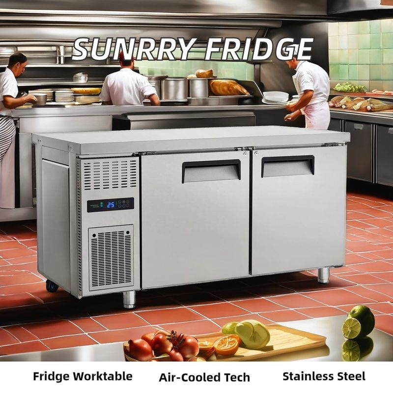 Commercial Counter Refrigerator  Air-Cooled Worktable Glass Material Chiller Bar Supermarket Store Display