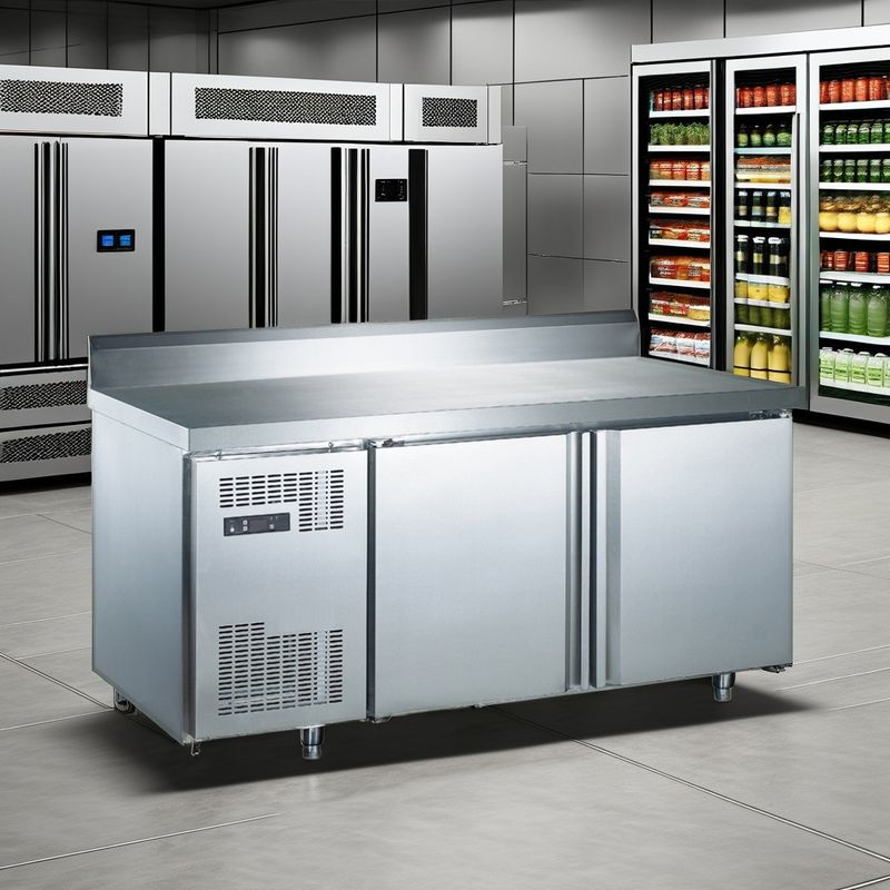 Two Door High Quality Industrial Table Refrigerator Commercial Upright Freezer with LED Light Workbench Kitchen Restaurant Use