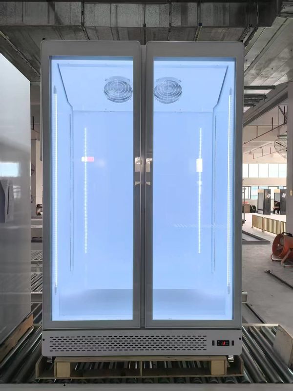 Supermarket Commercial High Plug in Upright Glass Door Air Cooled Cold Energy Drink Beverage Display Refrigerator Freezer