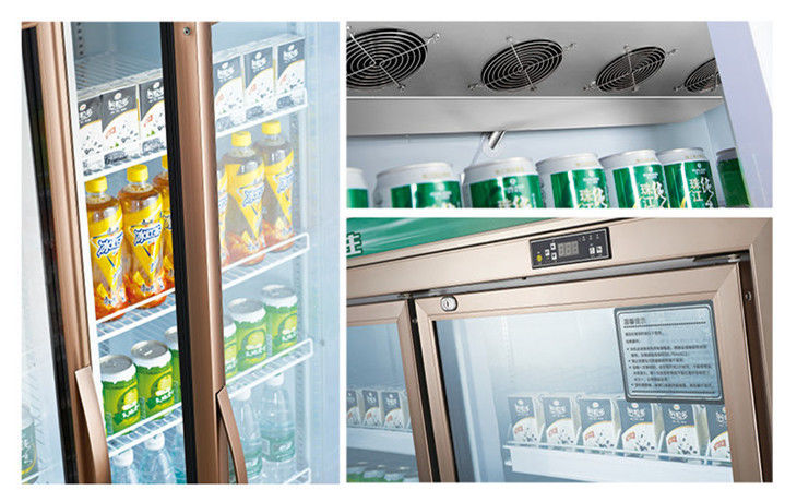 Supermarket Commercial High Plug in Upright Glass Door Air Cooled Cold Energy Drink Beverage Display Refrigerator Freezer