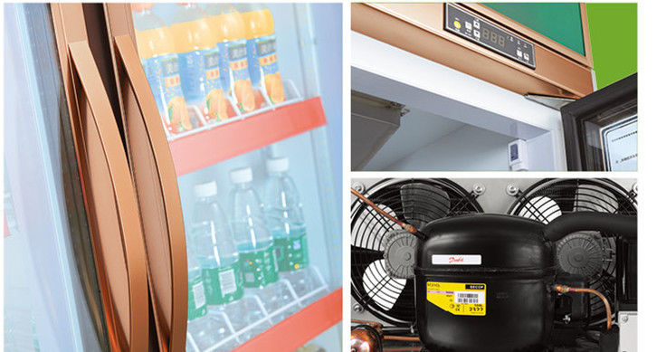 Supermarket Commercial High Plug in Upright Glass Door Air Cooled Cold Energy Drink Beverage Display Refrigerator Freezer