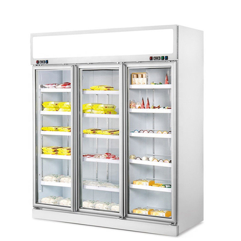 Commercial Supermarket Juice and Drink Display Freezers Upright Cooler with Glass Doors Single-Temperature Cool Climate Type