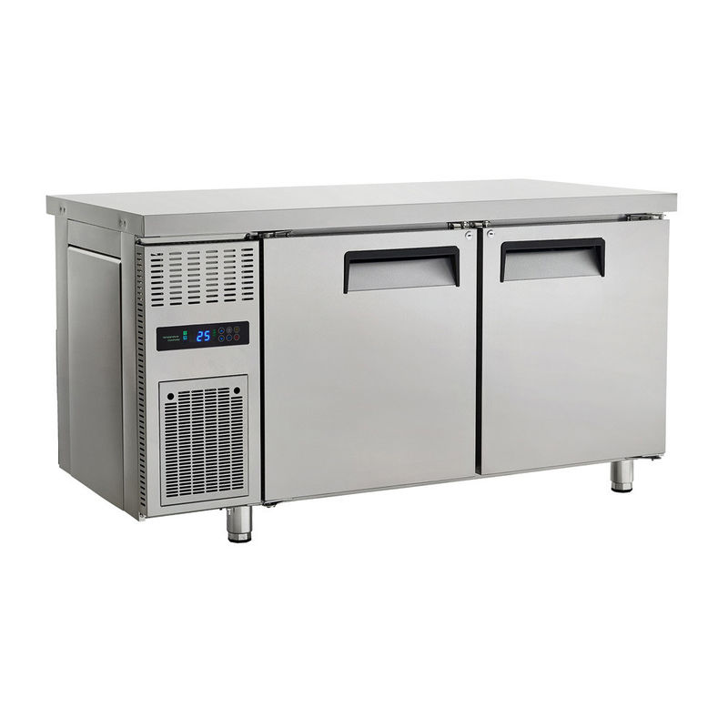 Commercial Stainless Steel Counter Refrigerator 2 Doors Single-Temperature Air Cooler Electric Power Source Cooling Climate Type